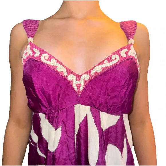 Yoana Baraschi Purple White Designer Luxury Formal Beaded Floor Length Gown Smal - Picture 5 of 15